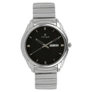 Titan Quartz Analog with Day and Date Black Dial Stainless Steel Strap Watch for Men