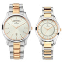 Titan Quartz Analog with Day and Date Silver Dial Stainless Steel Strap Watch for Couple