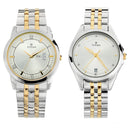 Titan Quartz Analog with Day and Date Silver Dial Stainless Steel Strap Watch for Couple