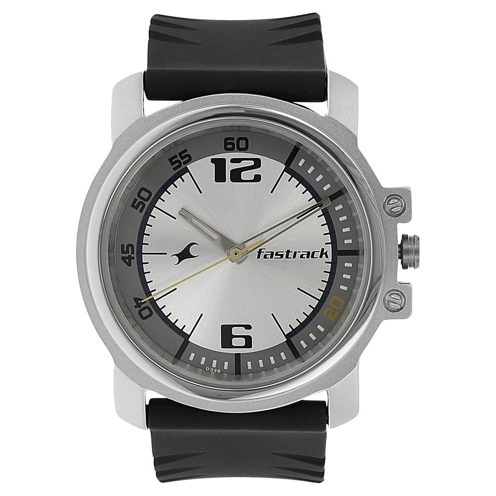 Fastrack Quartz Analog White Dial Plastic Strap Watch for Guys