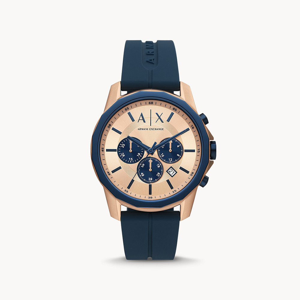 Armani exchange blue chronograph watch best sale