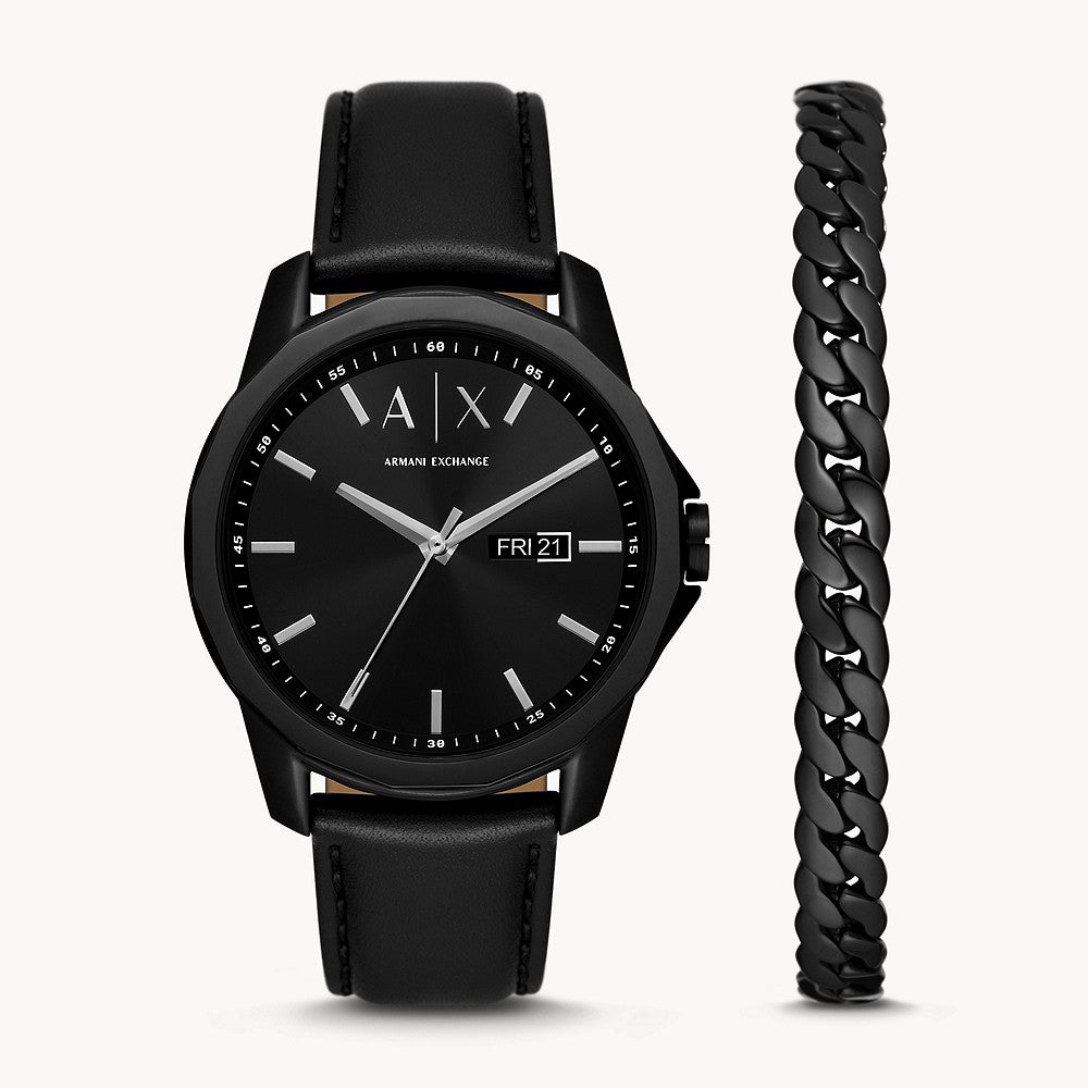 NWT Armani Exchange Three Hand Day-Date Quartz Black Dial Men\'s Watch Armani Exchange Three-Hand Day/Date Quartz (42mm) Textured  main image 3