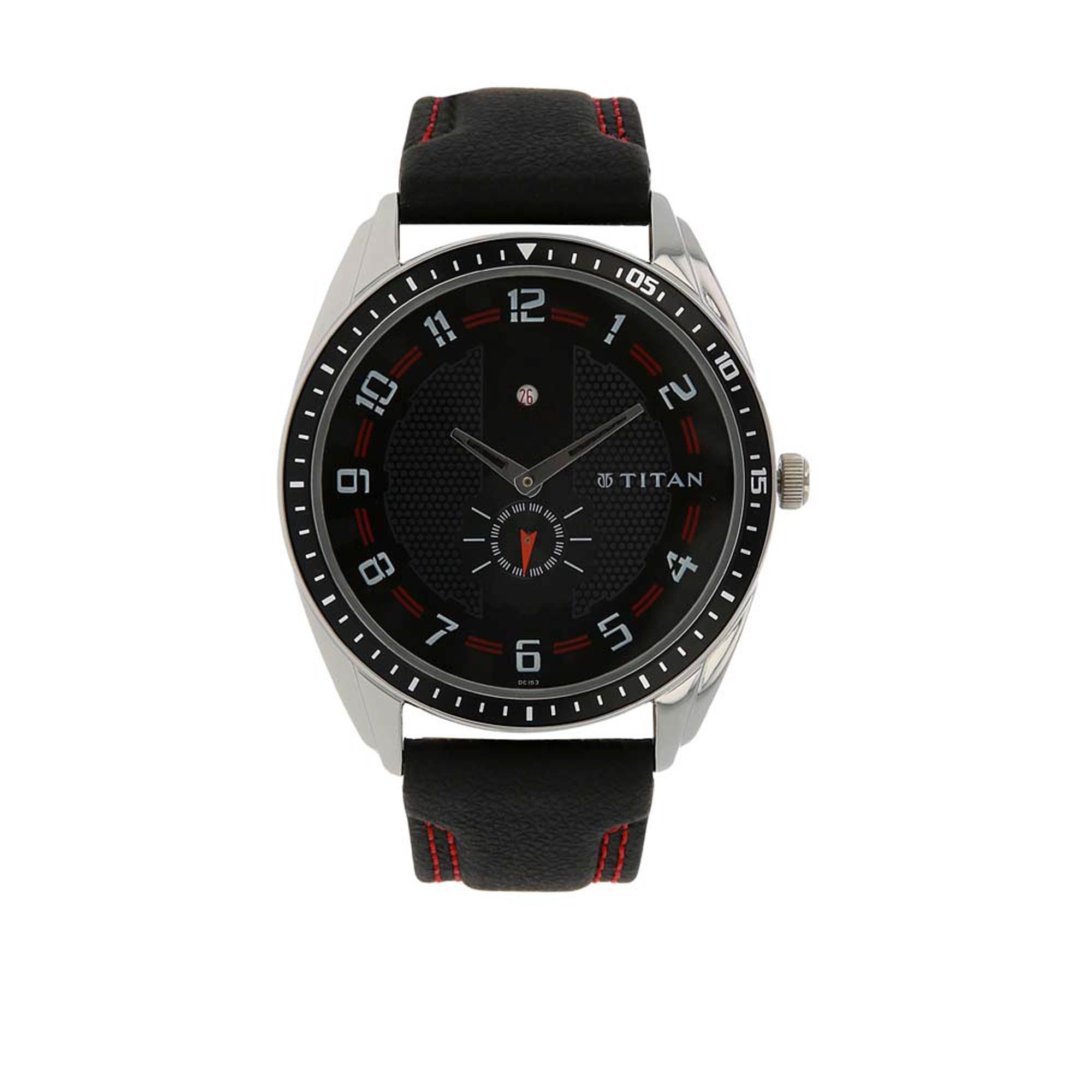 TITAN BLACK DIAL ANALOG WATCH 1585NL01