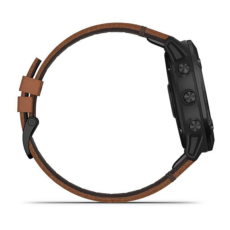 Garmin Fenix 6X Pro And Sapphire Editions Leather Brown Strap Full Color Display Dial Watch - 010-02157-14