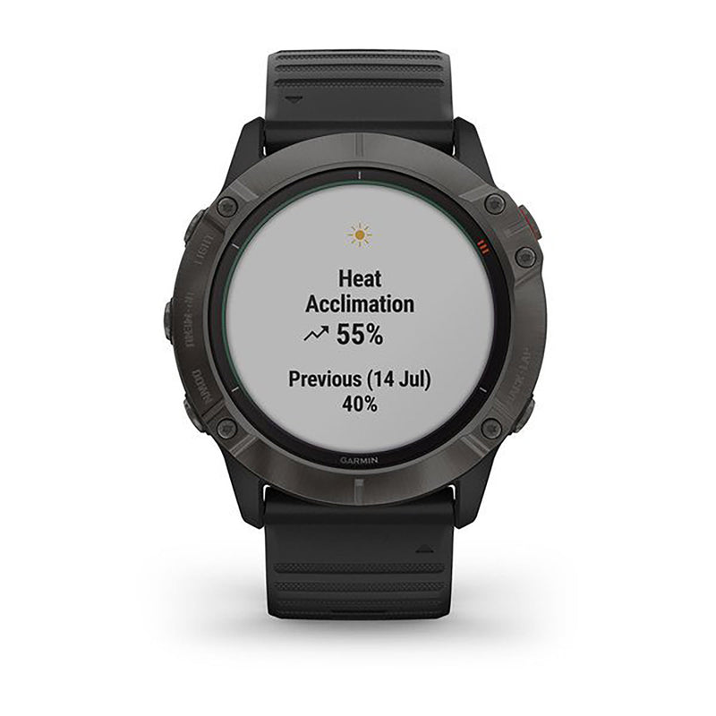 Garmin Fenix 6X Pro And Sapphire Editions Silicone Black Strap Full Color Display Dial Watch - 010-02157-21