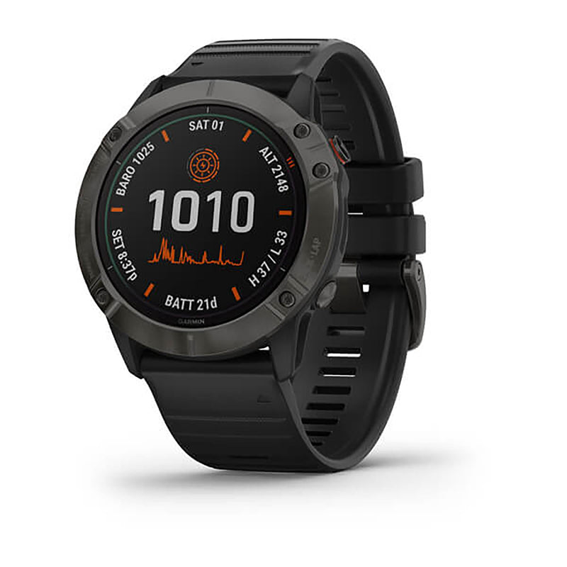 Garmin Fenix 6X Pro And Sapphire Editions Silicone Black Strap Full Color Display Dial Watch - 010-02157-21