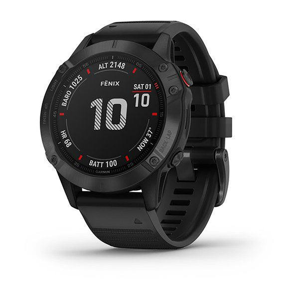 Garmin Fenix 6 Silicone Black Strap Full Color Display Dial Watch - 010-02158-02