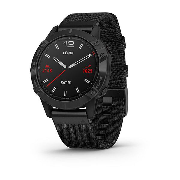 Garmin Fenix 6 Nylon Black Strap Full Color Display Dial Watch - 010-02158-17