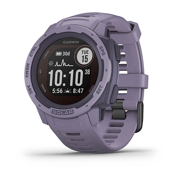 Garmin Instinct Solar Silicone Orchid Strap Full Color Display Dial Watch - 010-02293-02