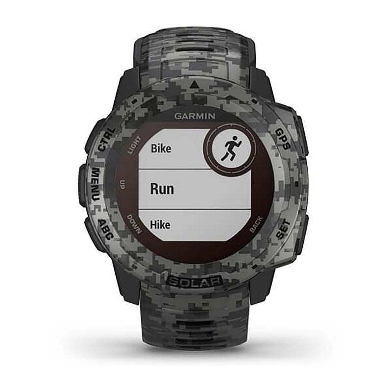 Garmin Instinct Solar Camo Edition Silicone Graphite Camo Strap Full Color Display Dial Watch - 010-02293-05