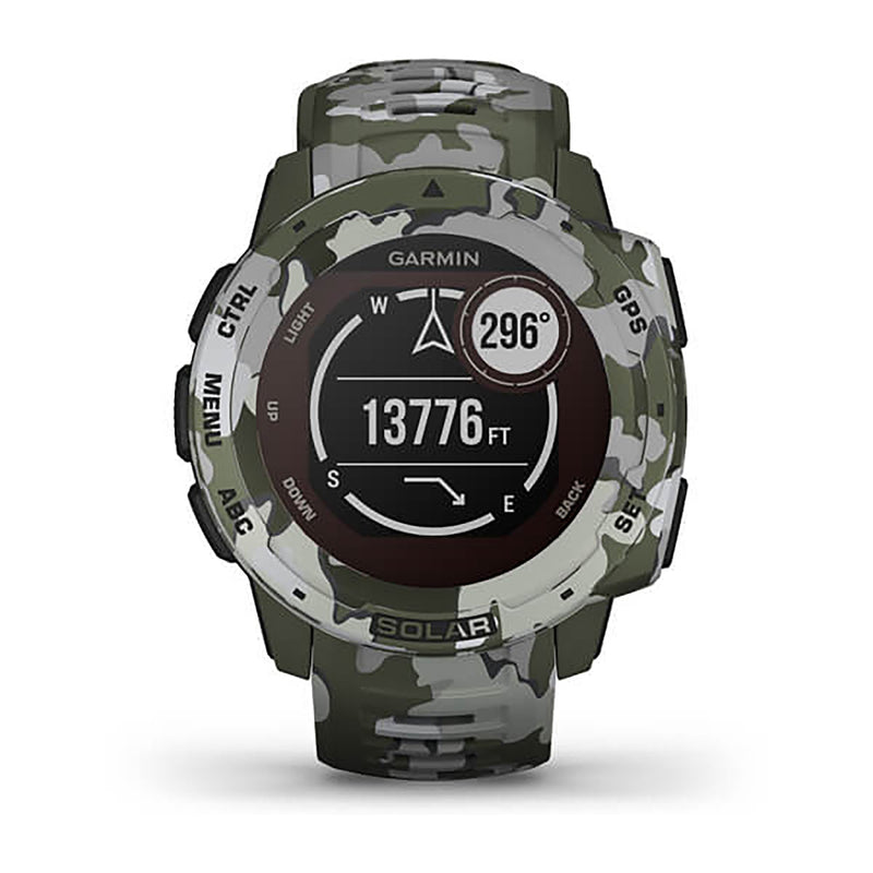 Garmin Instinct Solar Camo Edition Silicone Linchen Camo Strap Full Color Display Dial Watch - 010-02293-06