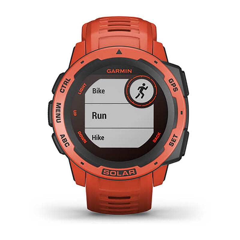 Garmin Instinct Solar Silicone Flame Red Strap Full Color Display Dial Watch - 010-02293-20