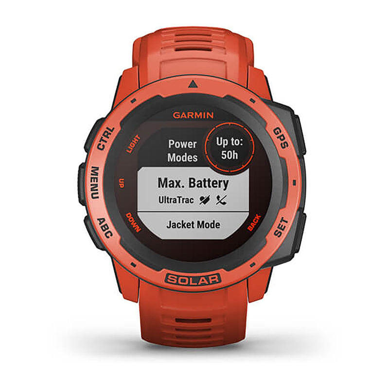 Garmin Instinct Solar Silicone Flame Red Strap Full Color Display Dial Watch - 010-02293-20