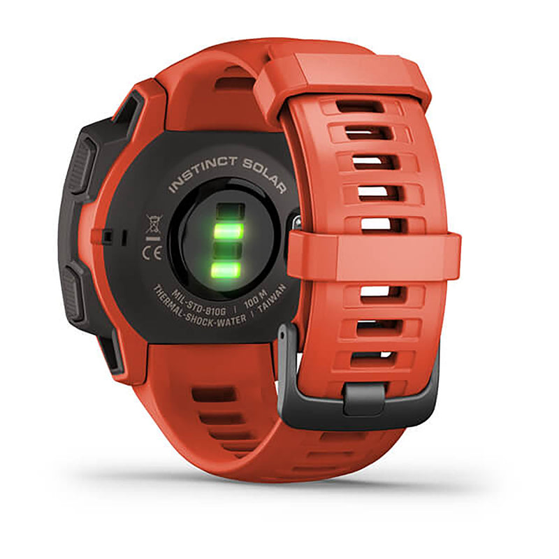 Garmin Instinct Solar Silicone Flame Red Strap Full Color Display Dial Watch - 010-02293-20