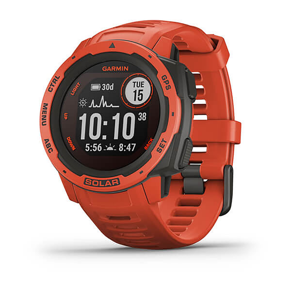 Garmin Instinct Solar Silicone Flame Red Strap Full Color Display Dial Watch - 010-02293-20