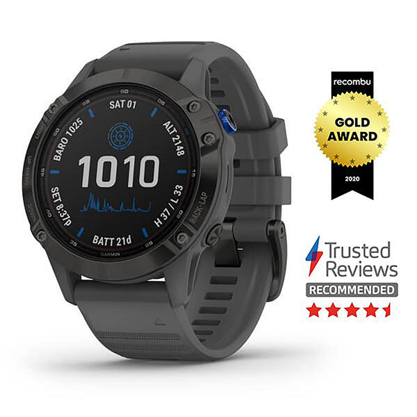 Garmin Fenix 6 Silicone Grey Strap Full Color Display Dial Watch - 010-02410-11