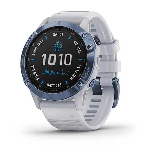 Garmin Fenix 6 Silicone White Strap Full Color Display Dial Watch - 010-02410-19