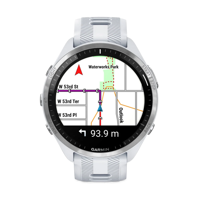 Garmin Forerunner 965 Whitestone Case and Whitestone/Powder Grey Silicone Band Full Display Watch - 010-02809-11