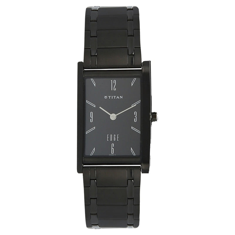 Titan Edge Black Dial Analog Stainless Steel Strap Watch for Men