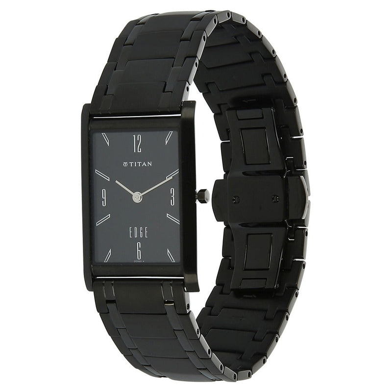 Titan Edge Black Dial Analog Stainless Steel Strap Watch for Men