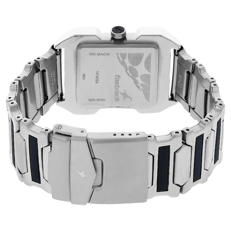 Fastrack Quartz Analog Silver Dial Stainless Steel Strap Watch for Guys