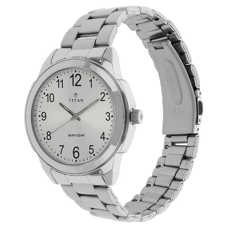 Titan Analog White Dial Quartz Metal Strap watch for Men