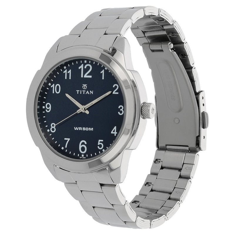 Titan Analog Blue Dial Stainless Steel Strap watch for Men