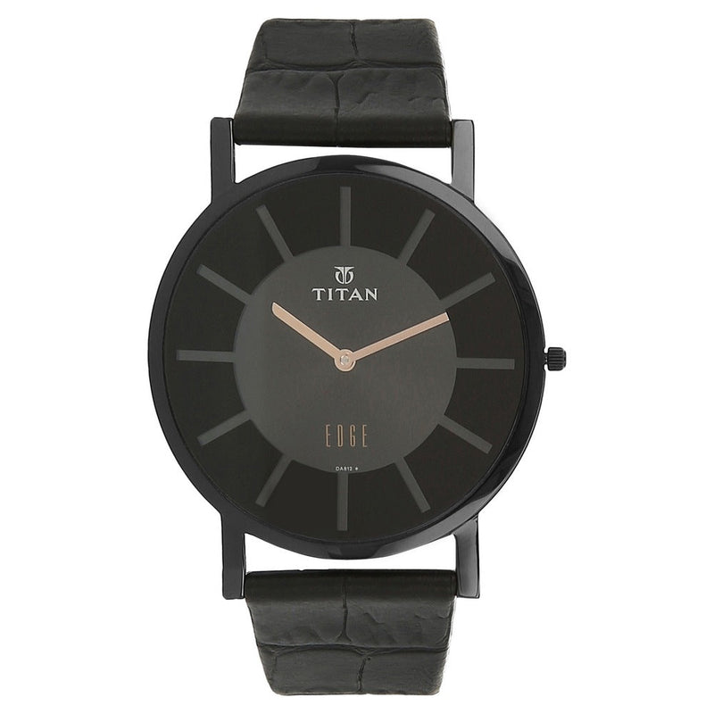 Titan Quartz Analog Black Dial Leather Strap Watch for Men