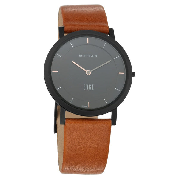 Titan Quartz Analog Black Dial Leather Strap Watch for Men