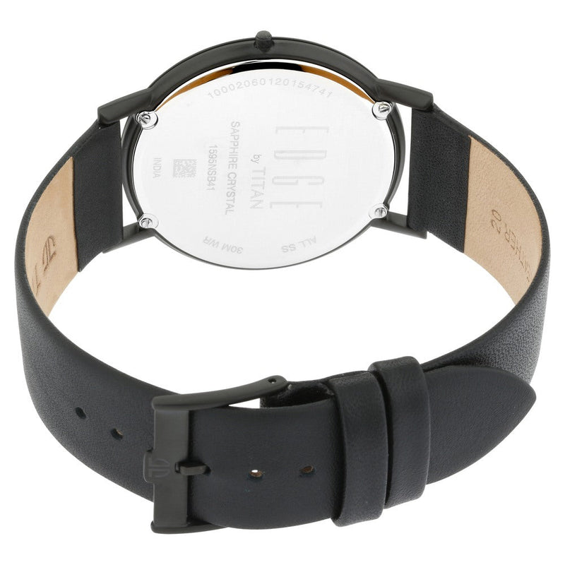 Titan Edge Black Dial Quartz Leather Strap Watch for Men