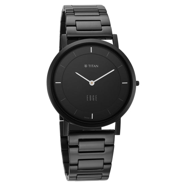 Titan Quartz Analog Black Dial Stainless Steel Strap Watch for Men