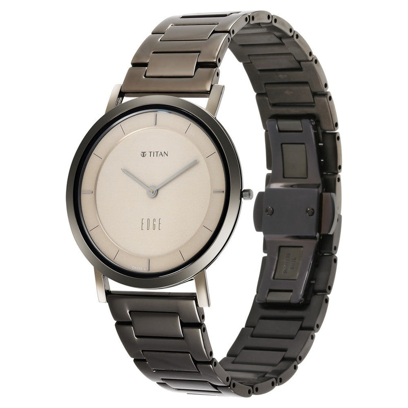 Titan Edge Beige Dial Analog Stainless Steel Strap watch for Men