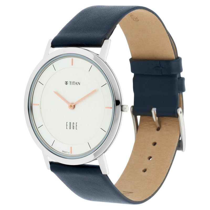 Titan Quartz Analog White Dial Leather Strap Watch for Men