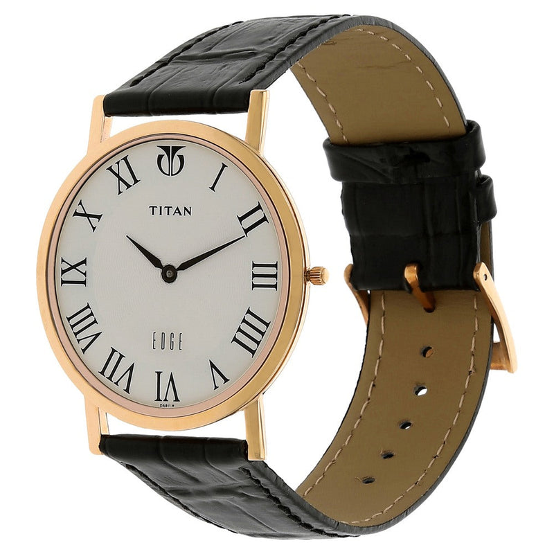 Titan Quartz Analog White Dial Leather Strap Watch for Men