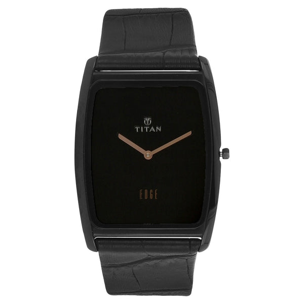 Titan Edge Black Dial Analog Leather Strap watch for Men