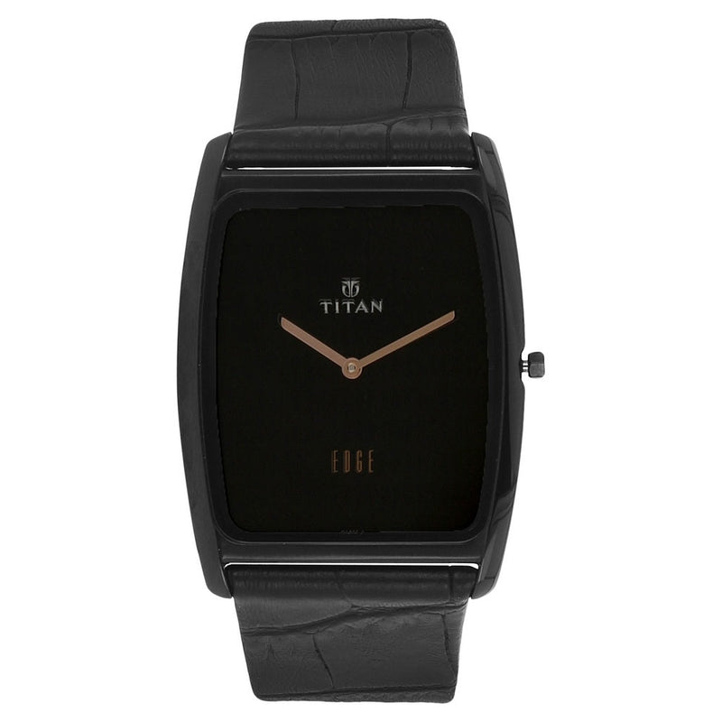 Titan Edge Black Dial Analog Leather Strap watch for Men