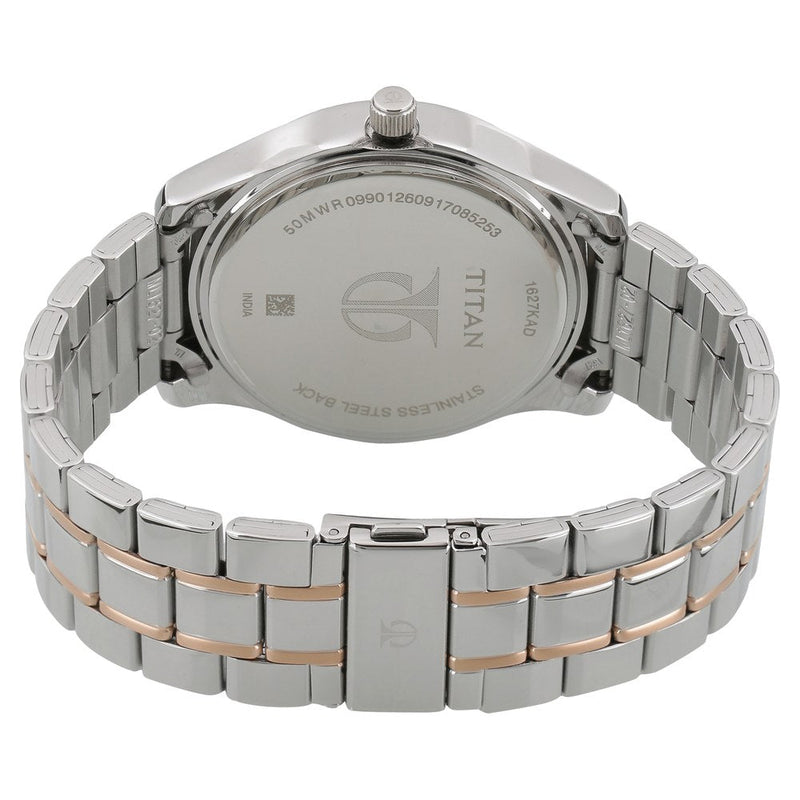 Titan Regalia Baron White Dial Analog with Date Stainless Steel Strap Watch for Men