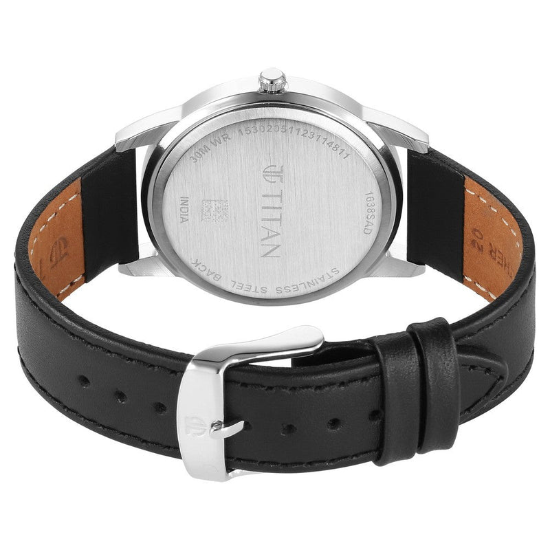 Titan Karishma Zing Quartz Analog Black Dial Leather Strap Watch for Men