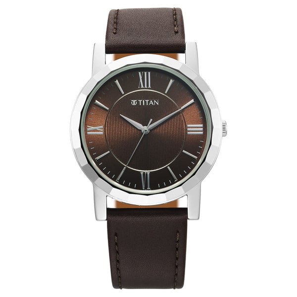 Titan Karishma Zing Quartz Analog Brown Dial Leather Strap Watch for Men