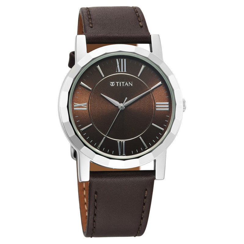 Titan Karishma Zing Quartz Analog Brown Dial Leather Strap Watch for Men