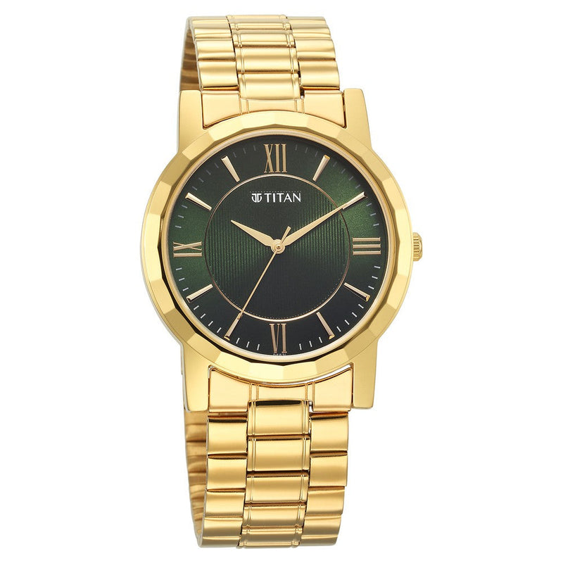 Titan Karishma Zing Quartz Analog Green Dial Stainless Steel Strap Watch for Men