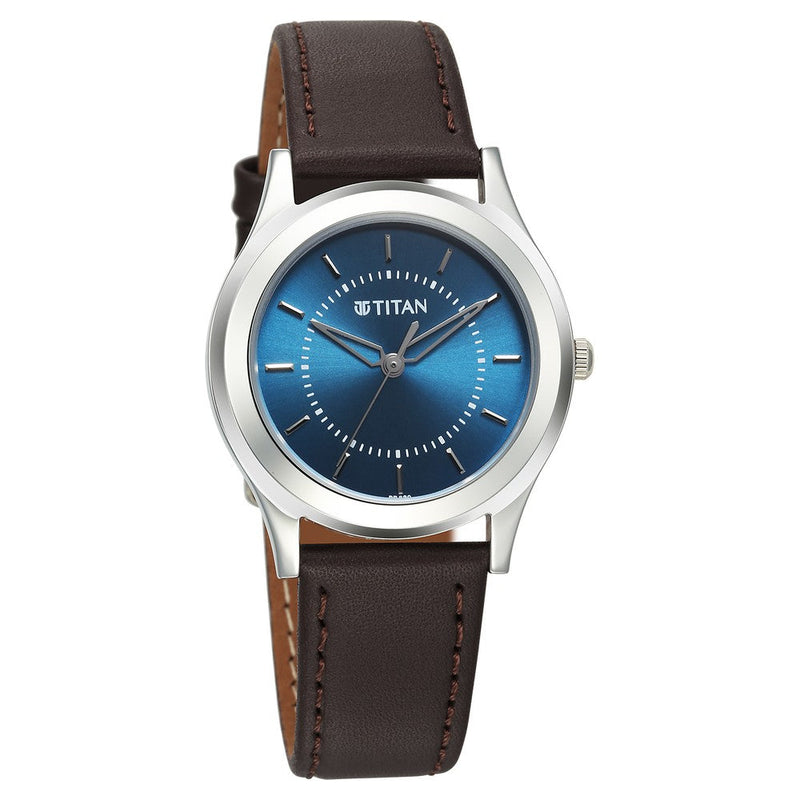 Titan Karishma Zing Quartz Analog Blue Dial Leather Strap Watch for Men