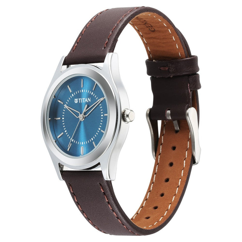 Titan Karishma Zing Quartz Analog Blue Dial Leather Strap Watch for Men