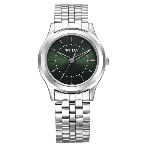 Titan Karishma Zing Quartz Analog Green Dial Stainless Steel Strap Watch for Men