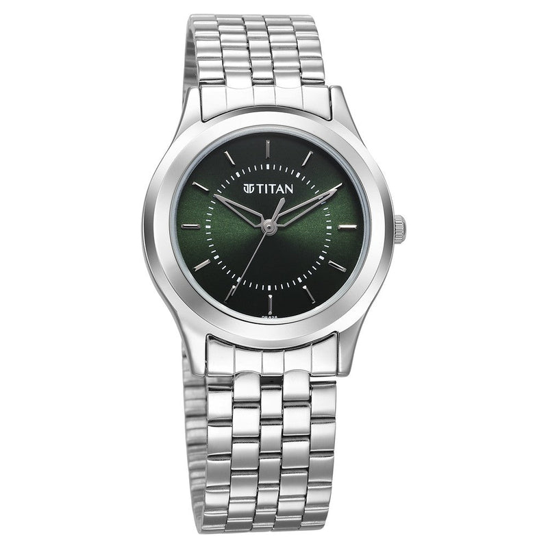 Titan Karishma Zing Quartz Analog Green Dial Stainless Steel Strap Watch for Men