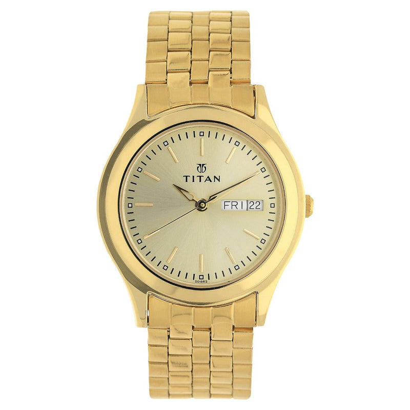 Titan Champagne Dial Analog with Day and Date watch for Men