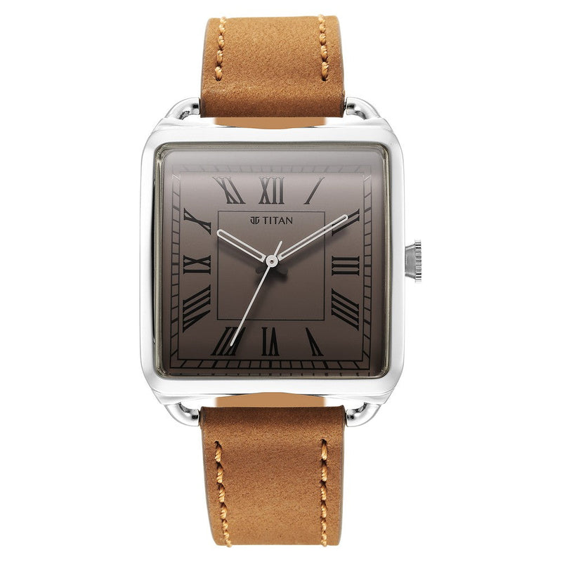 Titan Retro Revive Quartz Analog Brown Dial Leather Strap for Men