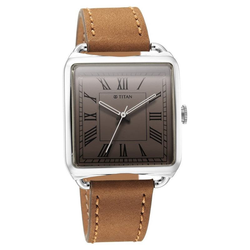 Titan Retro Revive Quartz Analog Brown Dial Leather Strap for Men