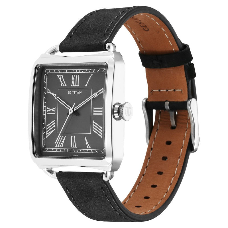 Titan Retro Revive Quartz Analog White Dial Leather Strap for Men