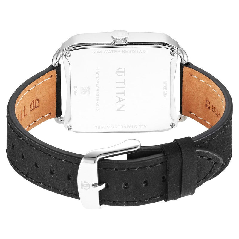 Titan Retro Revive Quartz Analog White Dial Leather Strap for Men